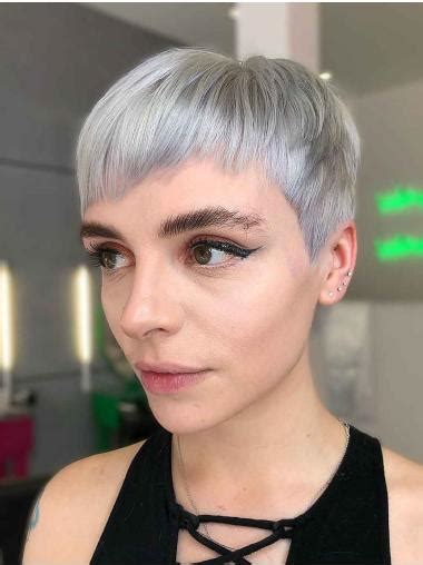 Short Wigs For Sale Flexibility Short Cut Wigs Synthetic Grey Straight Cropped Pixie Wigs