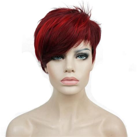 Short Wigs For Women Modern Red Straight Synthetic Wig Pixie Wigs Short Cut Wigs