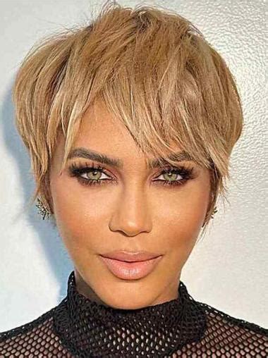 Short Wigs That Look Real Straight Boycuts Wigs Fashion Balayage Wigs Short Blonde Wig