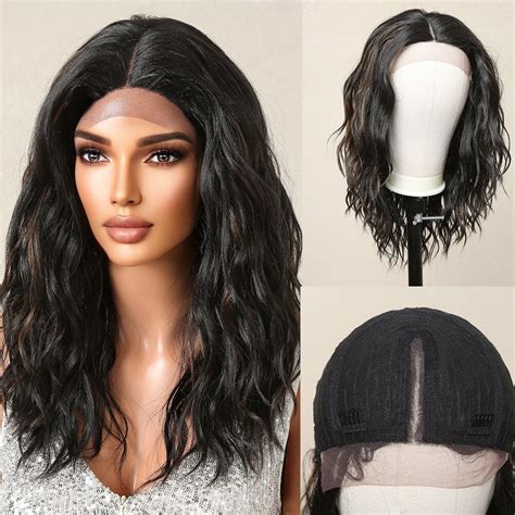 Shoulder Length Black: 11" Lace Front Synthetic Wigs