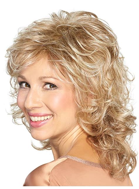 Shoulder Length Capless Platinum Blonde Curly 14" Synthetic Medium Length Wigs