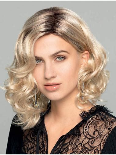 Shoulder Length Wavy Lace Front Blonde Synthetic Sleek Bob Wig