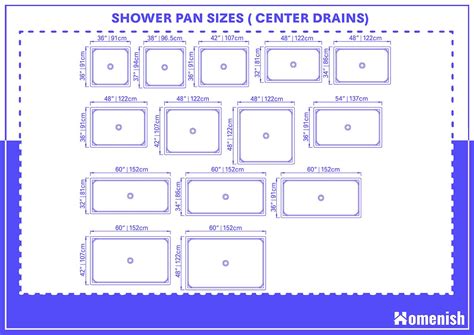 Shower Pan Sizes Chart