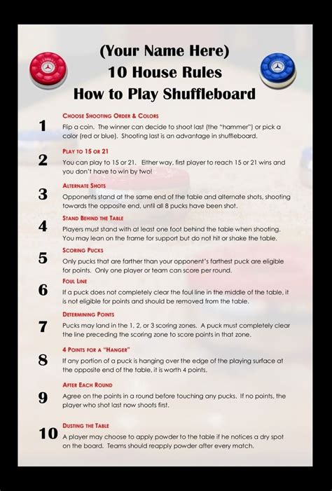 Shuffleboard Rules Printable