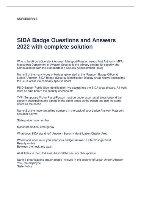 Sida Badge Test Questions And Answers Ebook Doc