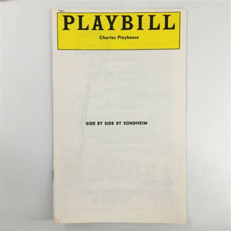 Side By Side By Sondheim Playbill September 1979 Charles Playhouse Boston Kindle Editon