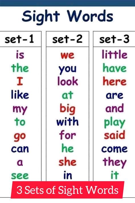 Sight Words For 4 Year Olds Printable