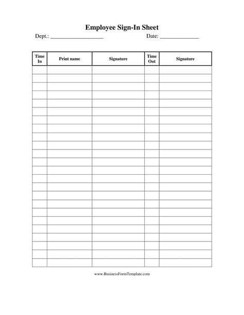 Sign In Sign Out Sheet Template Excel