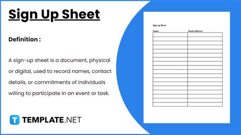Sign Up Sheet Google Docs Template