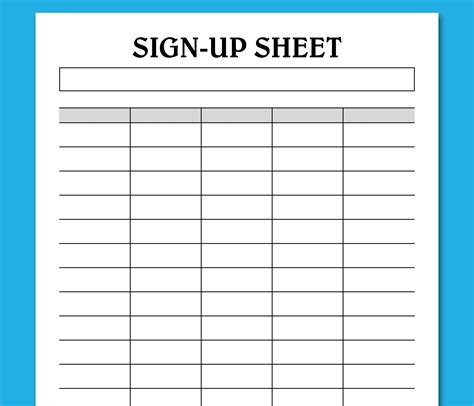 Sign Up Sheet Template Ebook Reader