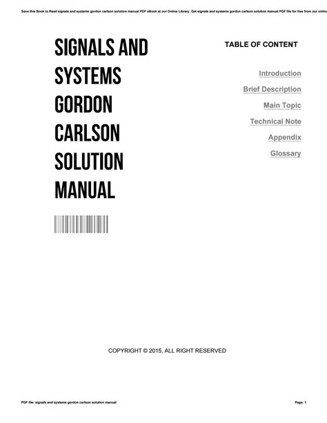 Signals And Systems Gordon Carlson Solution Manual Epub