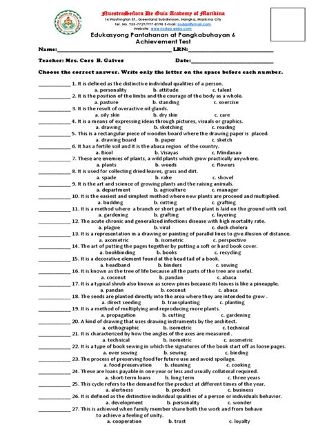 Significance of the Achievement 6 Drill Test