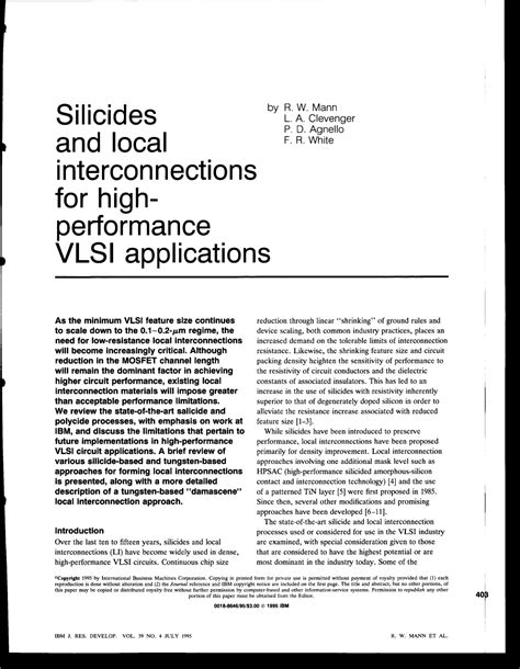 Silicides for VLSI Applications Reader