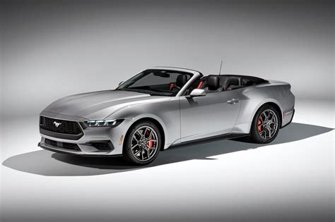 Silver Mustang Convertible with Red Accent Stripes: A Timeless Classic with a Modern Twist