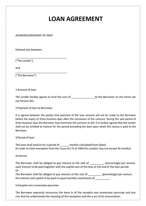 Simple Loan Agreement Template