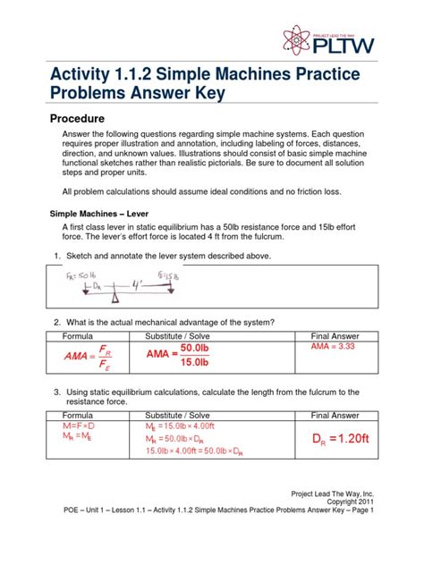 Simple Machines Practice Problems Answer Key Kindle Editon