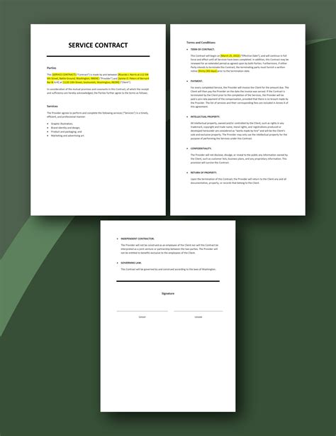 Simple Service Contract Template