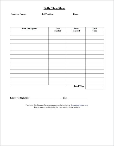 Simple Time Sheet Template