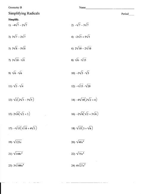 Simplifying Radicals Worksheets With Answers Kindle Editon