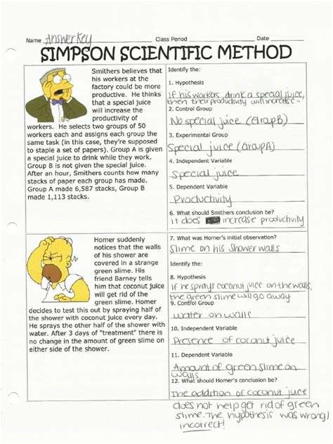 Simpsons Scientific Method Answer Key Epub