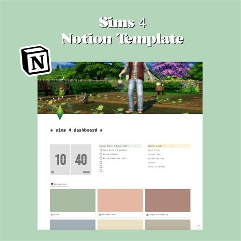 Sims 4 Notion Template Free