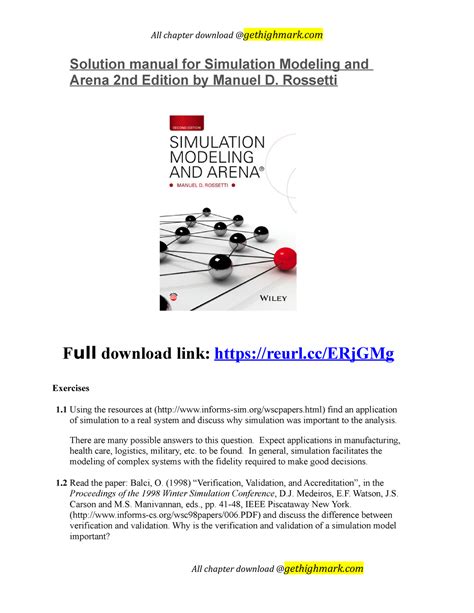 Simulation With Arena Solution Manual Pdf PDF