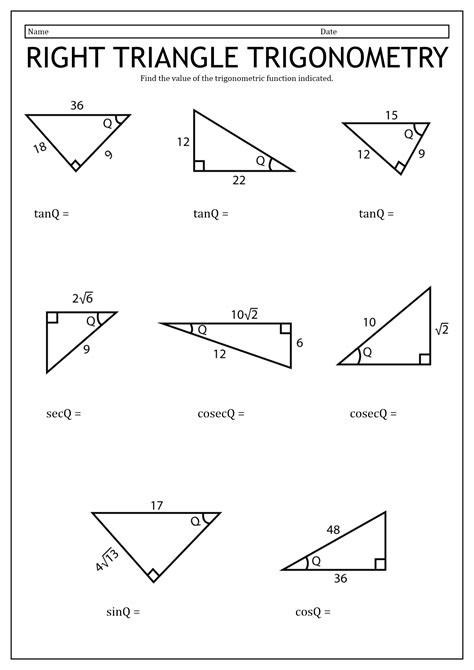 Sin Cos Tan Worksheet With Answers Reader