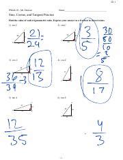 Sine Cosine Tangent Worksheet Answers Mr Duncan Reader