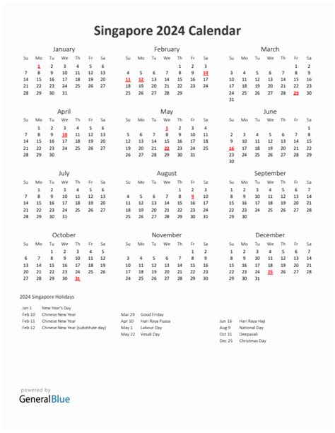 Singapore 2024 Calendar with Public Holidays: Plan Your Year with Confidence