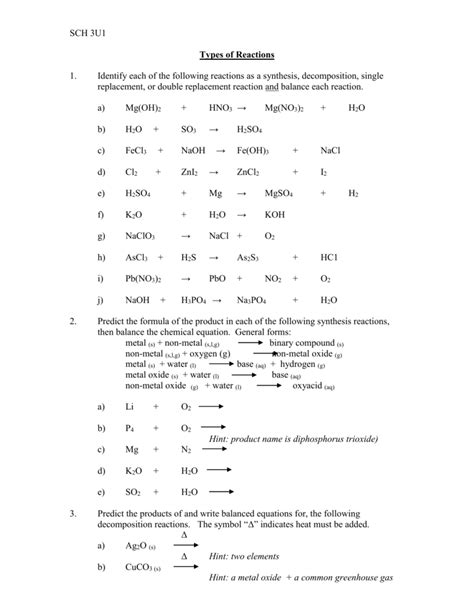 Single And Double Replacement Reactions Worksheet Answers Reader