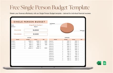 Single Person Printable Monthly Budget Template