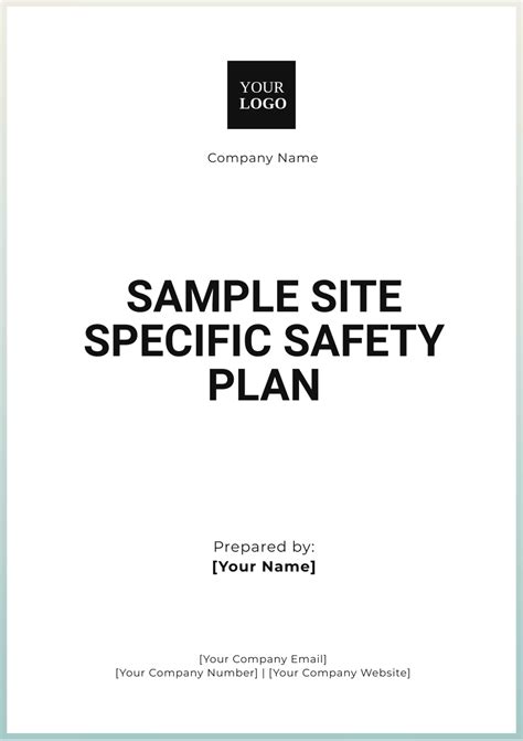 Site Specific Safety Plan Template Free