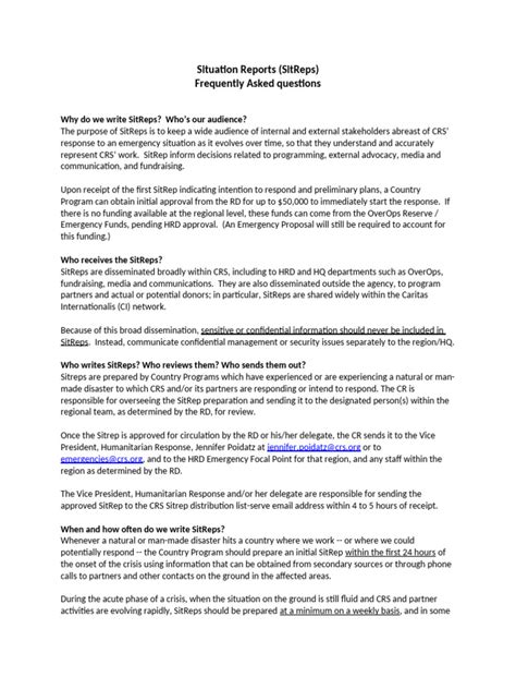 Situation Report Template