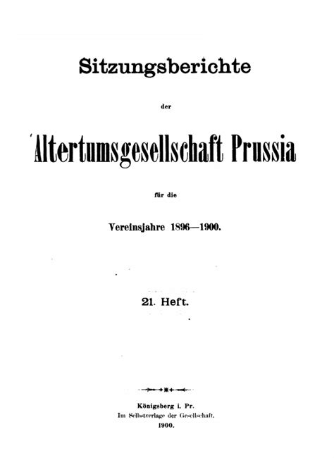 Sitzungsberichte Der Altertumsgesellschaft Prussia... Epub