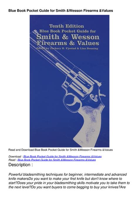 Sixth Edition Blue Book Pocket Guide for Smith and Wesson Firearms and Values Epub