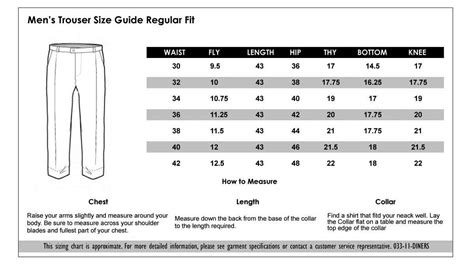 Size Chart Trousers Uk