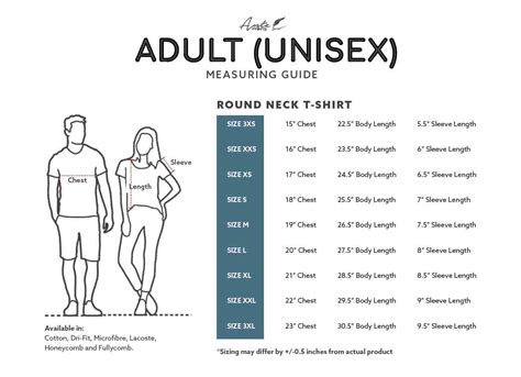 Size Chart Unisex