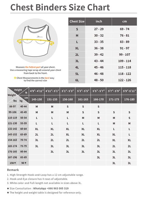 Sizing Chart For Chest Binders