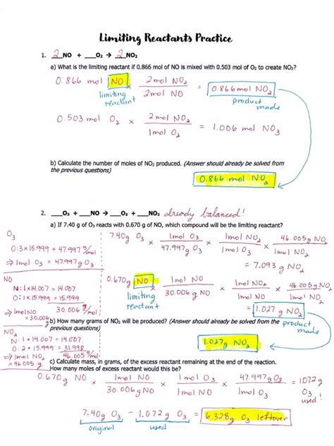 Skill Practice 33 Limiting Reactants Answers Reader