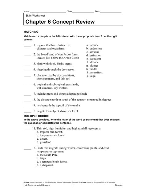 Skills Concept Review Holt Environmental Answer Key PDF