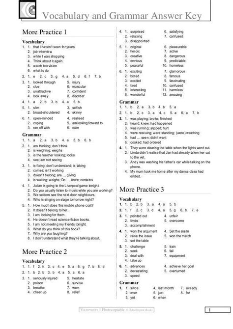 Skills Practice Answer Key PDF