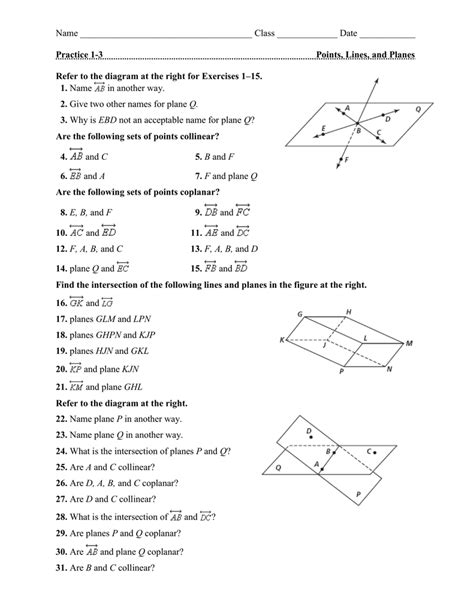 Skills Practice Points Lines And Planes Answers Reader