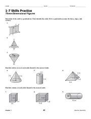 Skills Practice Workbook Three Dimensional Figures Answers Reader