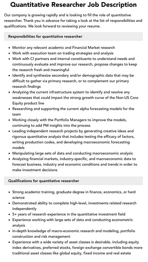 Skills Required for Quantitative Researcher Jobs