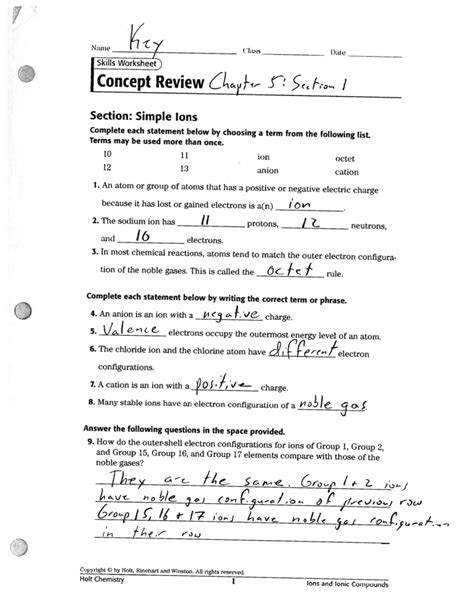 Skills Worksheet Concept Review Answer Key Doc