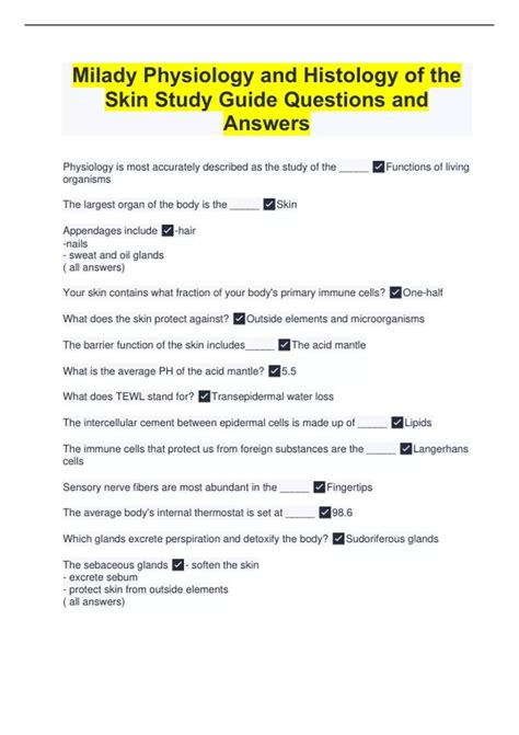 Skin Anatomy And Physiology Answer Key Doc