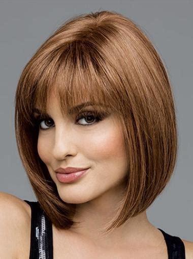 Sleek Brown Straight Wigs For Cancer