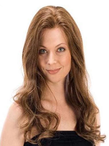 Sleek Remy Human Hair Brown Wavy Long Wigs