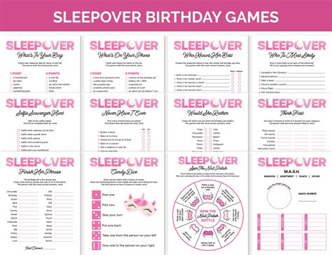 Sleepover Printable Games
