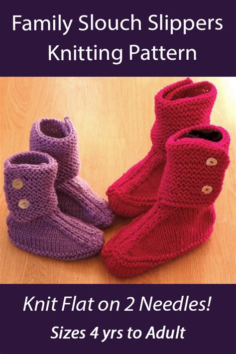 Slouch Slippers For The Family Easy Knitting Pattern PDF